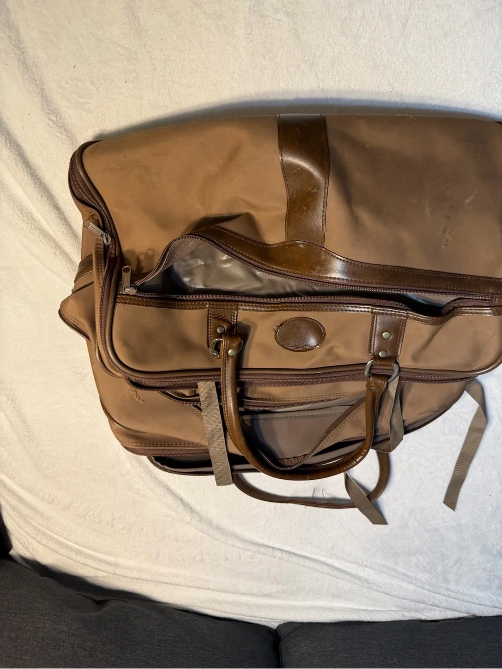 Madison West Brown Shoulder Tote with Gold Hardware